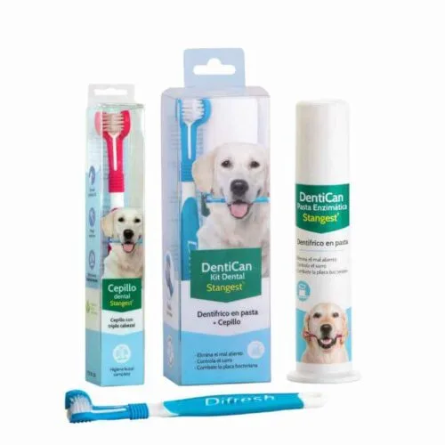 DENTICAN KIT DENTAL STANGEST DENTRÍFICO EN PASTA PARA PERROS